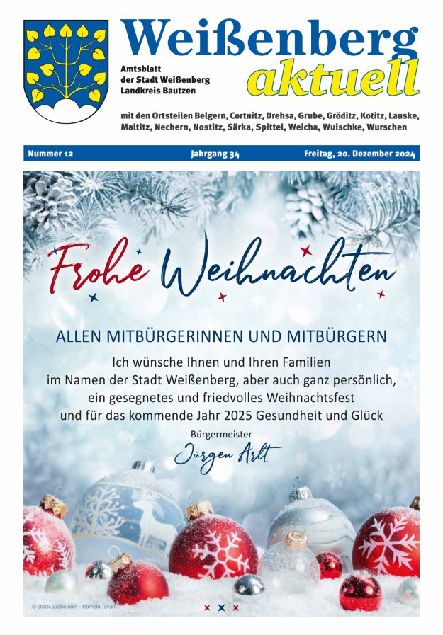 "Weißenberg aktuell" - Amtsblatt der Stadt Weißenberg Titelblatt 12/2024