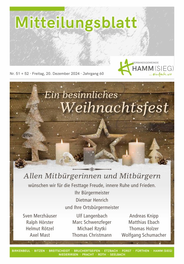 Mitteilungsblatt Hamm (Sieg) Titelblatt 51/2024