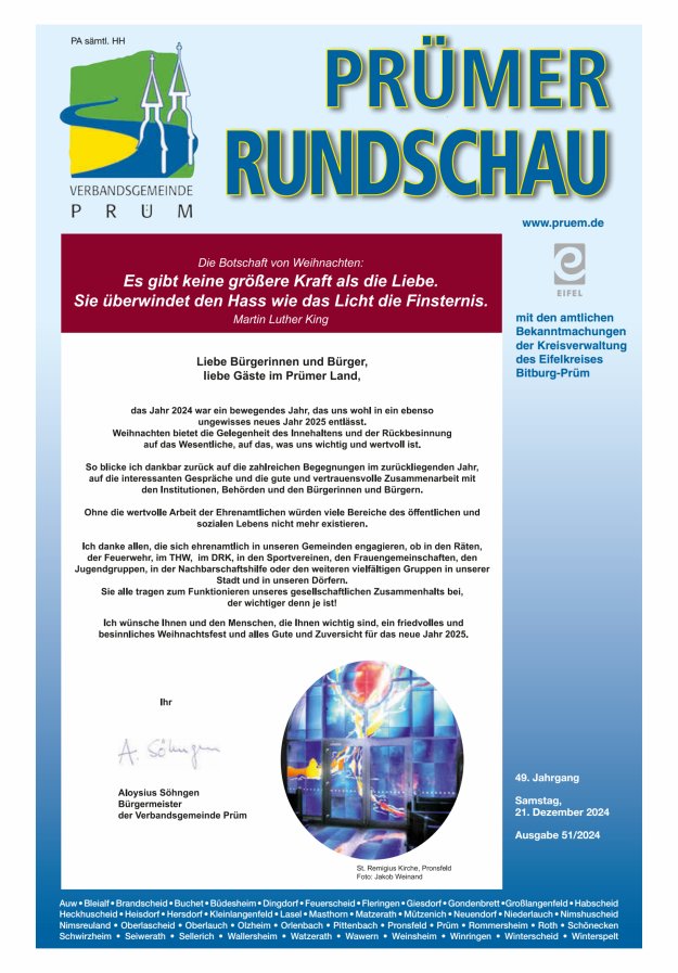 Prümer Rundschau Titelblatt 51/2024