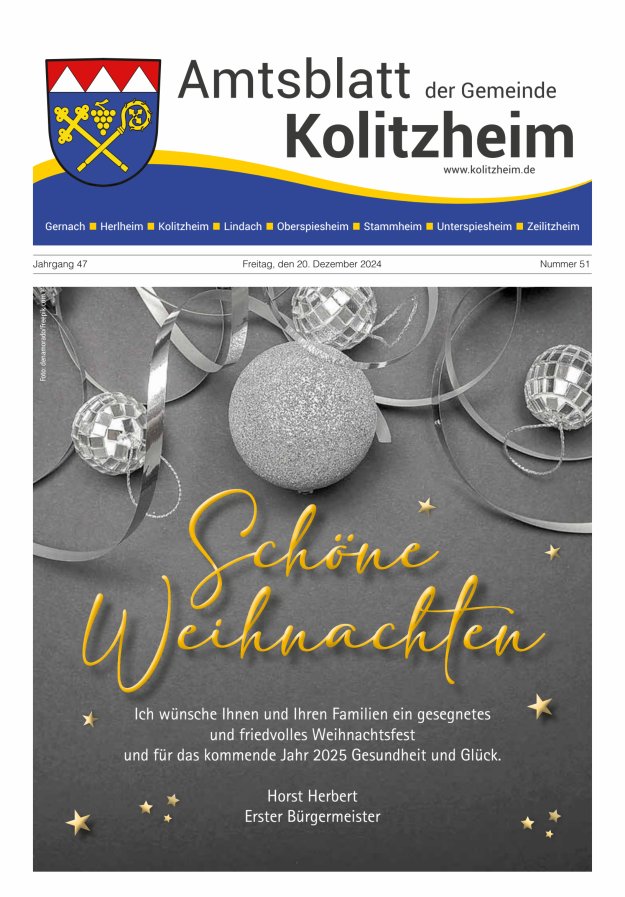 Amtsblatt der Gemeinde Kolitzheim Titelblatt 51/2024