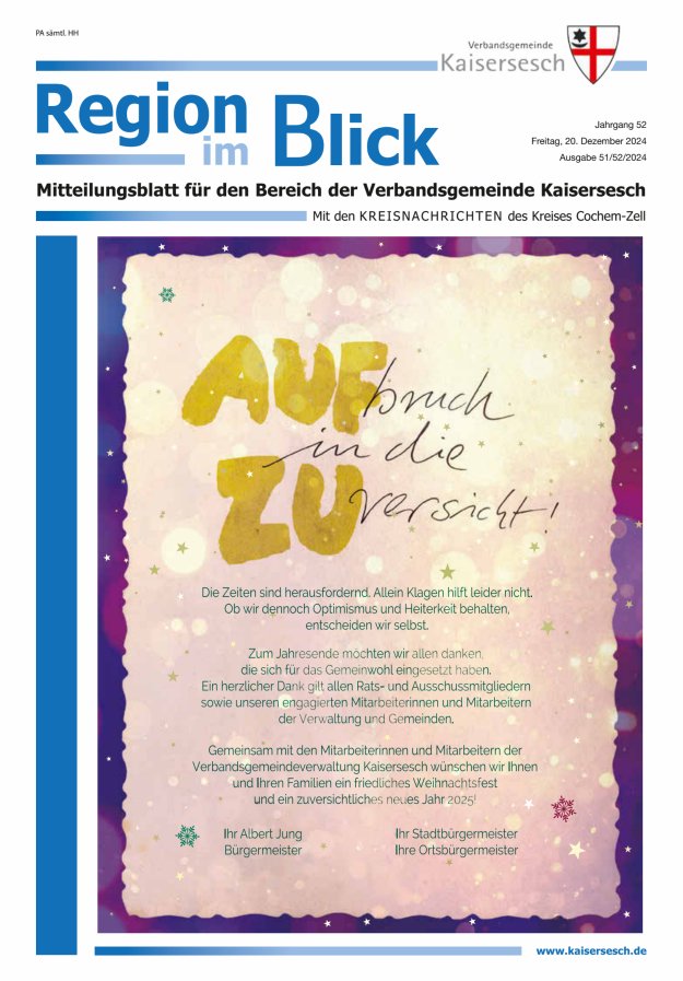 Region im Blick VG Kaisersesch Titelblatt 51/2024