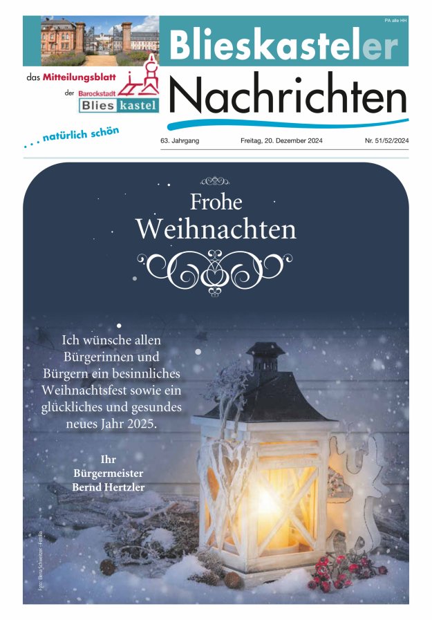 Blieskasteler Nachrichten  Titelblatt 51/2024