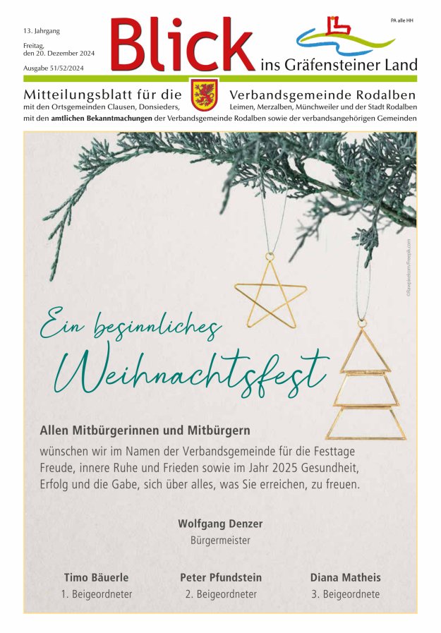 Blick ins Gräfensteiner Land VG Rodalben Titelblatt 51/2024