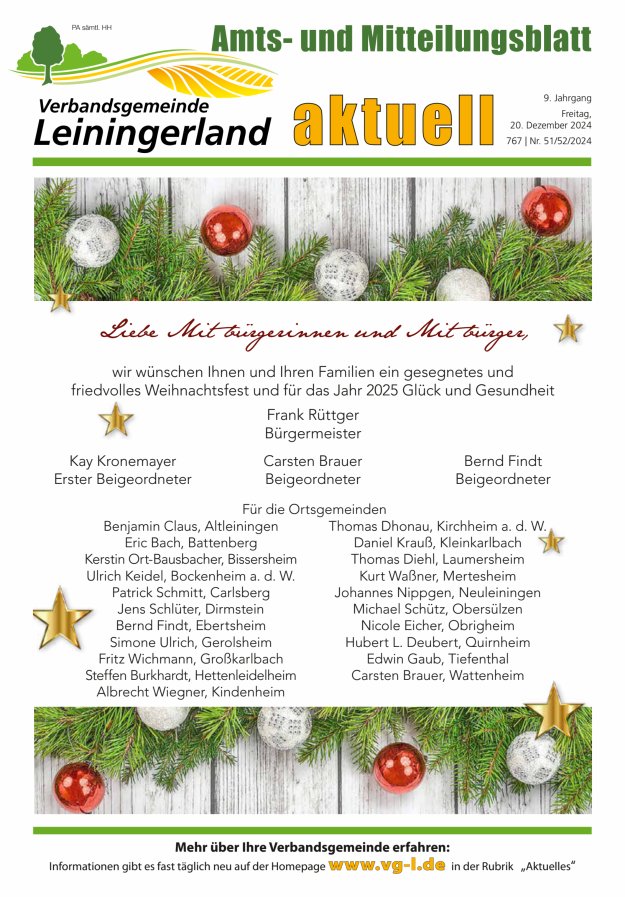 VG Leiningerland aktuell Titelblatt 51/2024