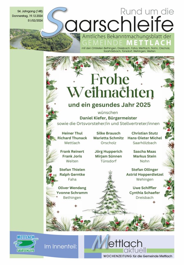 Rund um die Saarschleife Gemeinde Mettlach Titelblatt 51/2024