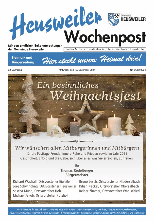 Heusweiler Wochenpost Titelblatt 51/2024
