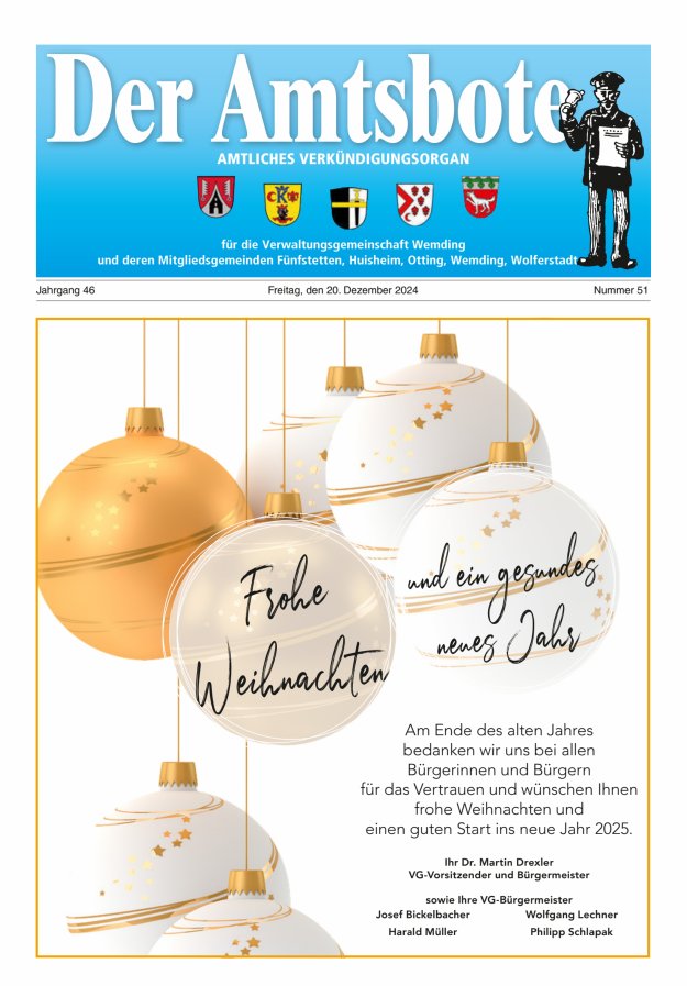 Der Amtsbote - Wemding Verwaltungsgemeinschaft Titelblatt 51/2024