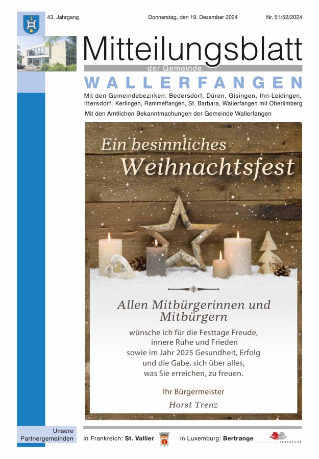 Mitteilungsblatt Gemeinde Wallerfangen Titelblatt 51/2024
