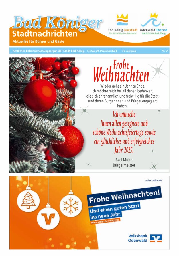 Bad Königer Stadtnachrichten und Badeblatt Titelblatt 51/2024