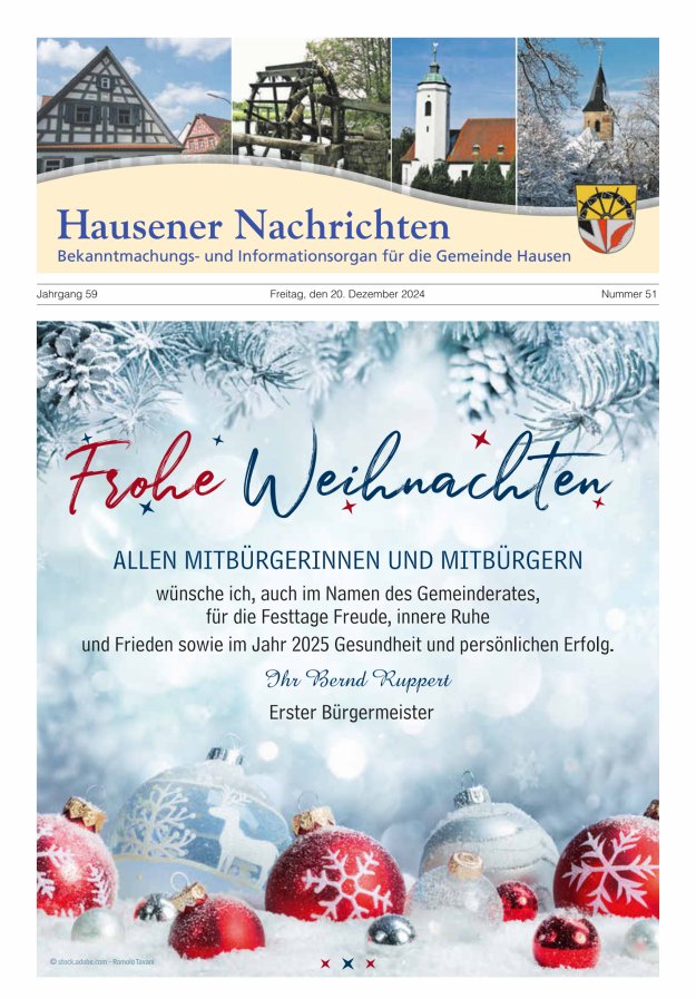 Hausener Nachrichten Titelblatt 51/2024