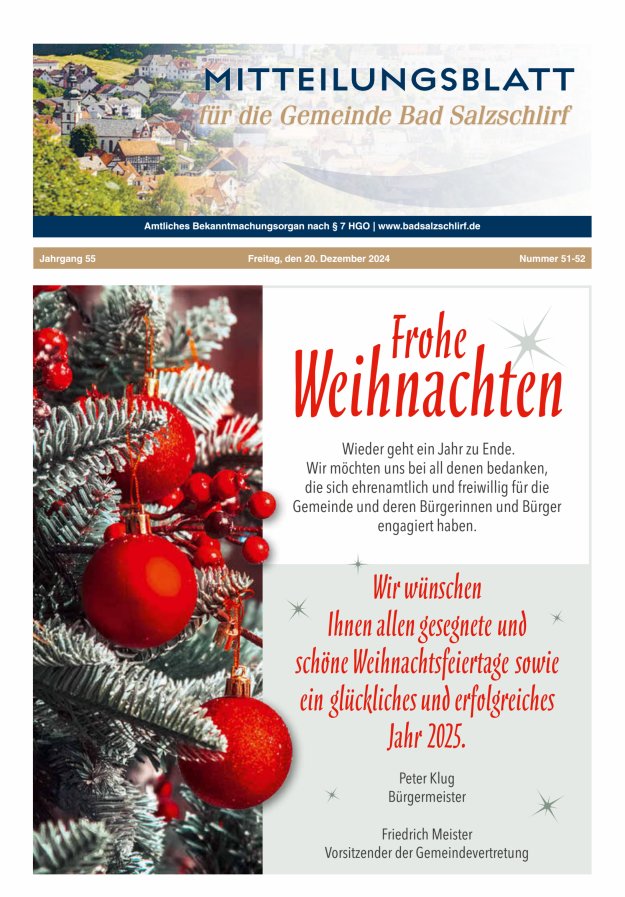 Amtliches Bekanntmachungsorgan der Gemeinde Bad Salzschlirf Titelblatt 51/2024