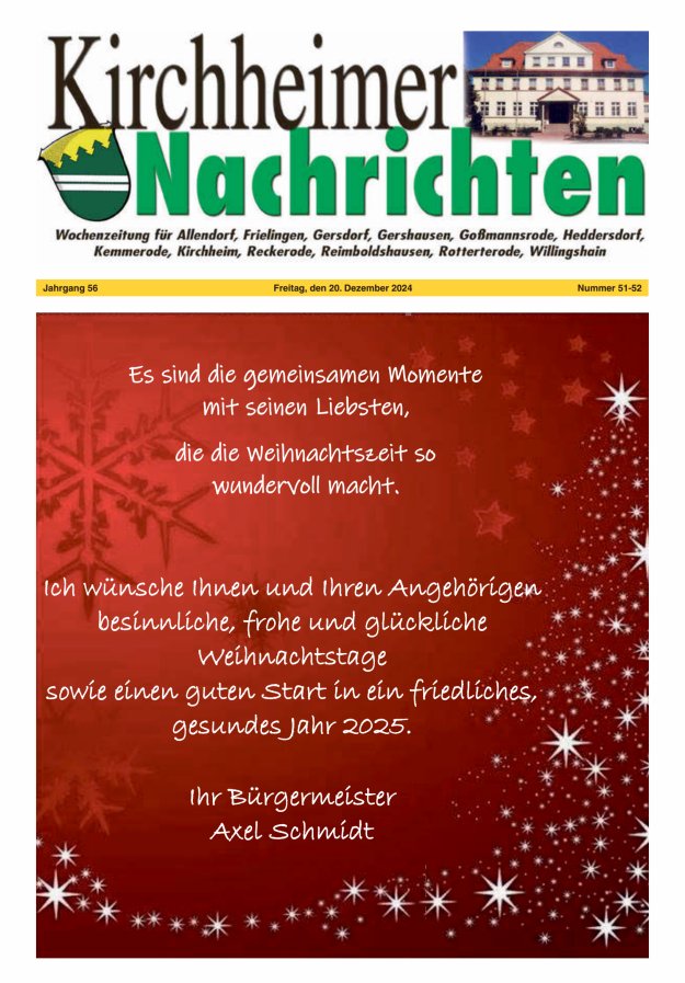 Kirchheimer Nachrichten Titelblatt 51/2024
