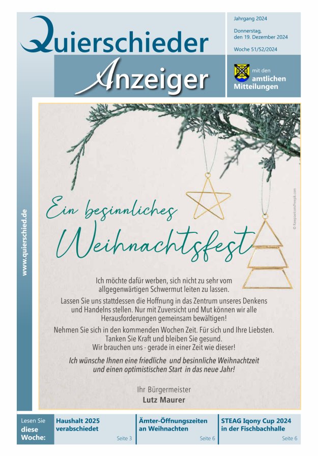 Quierschieder Anzeiger Titelblatt 51/2024