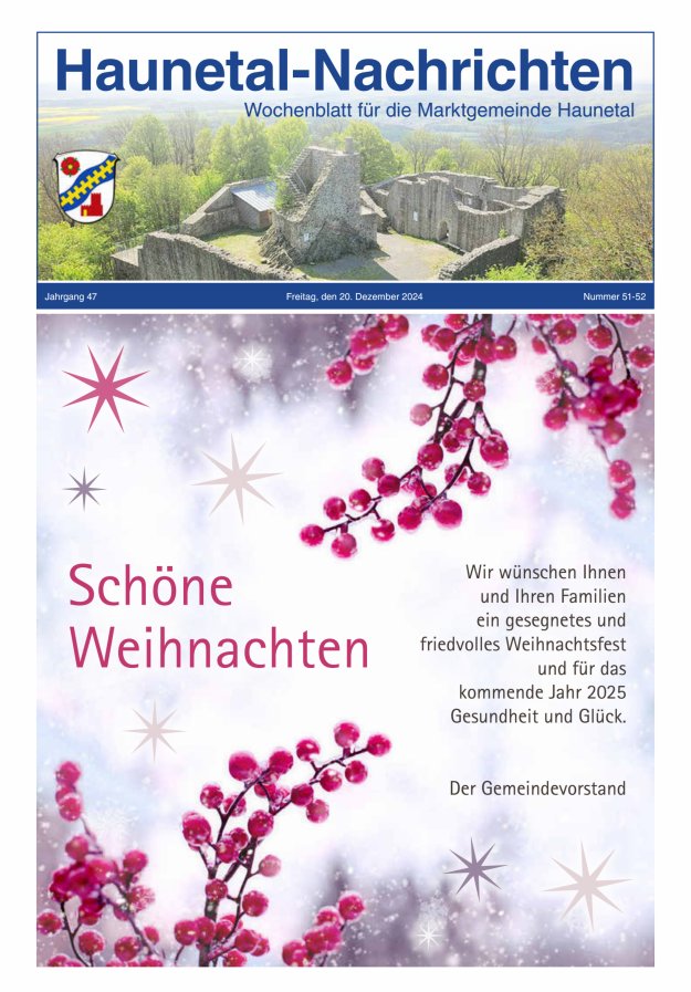 Haunetal-Nachrichten Titelblatt 51/2024