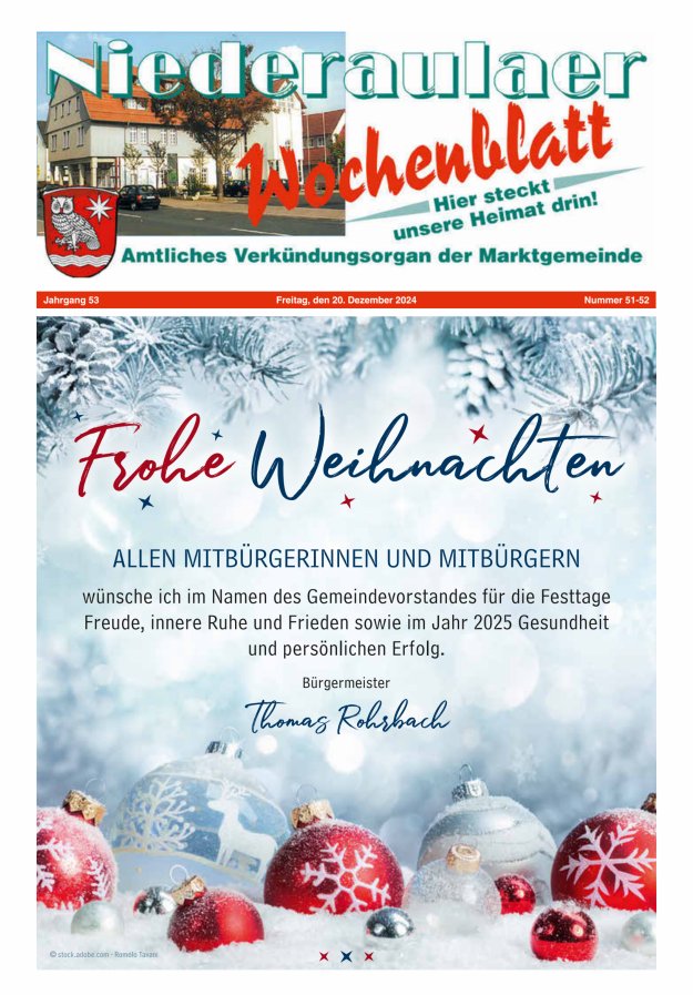 Niederaulaer Wochenblatt Titelblatt 51/2024