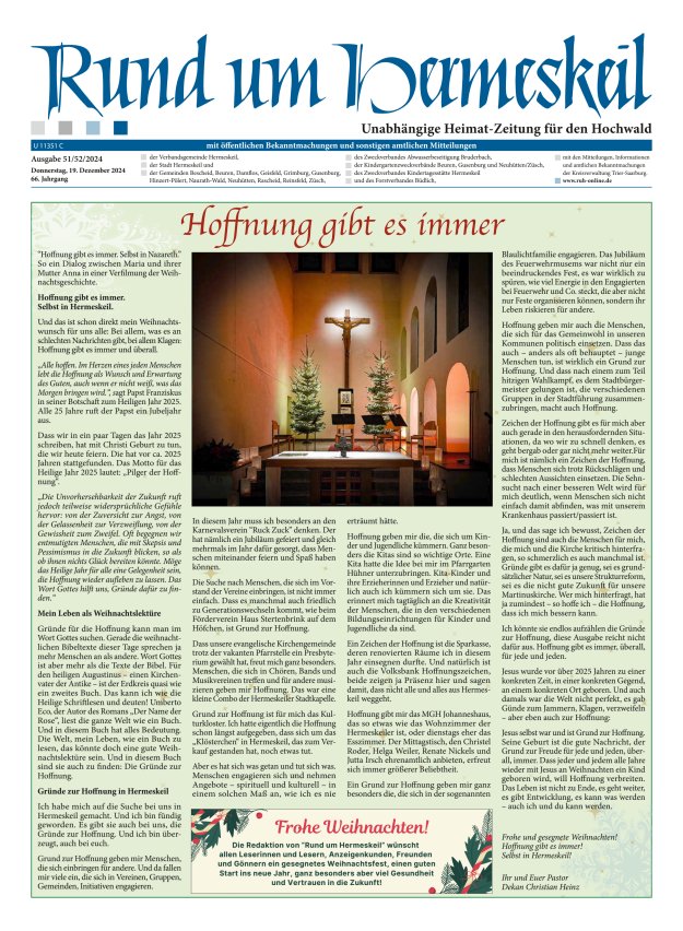 Rund um Hermeskeil Titelblatt 51/2024