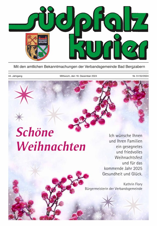 Südpfalz Kurier - VG Bad Bergzabern Titelblatt 51/2024