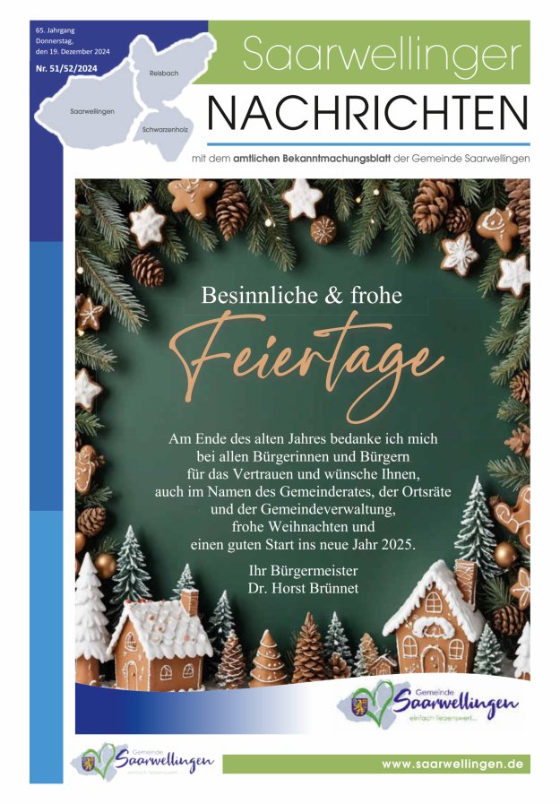 Saarwellinger Nachrichten Titelblatt 51/2024