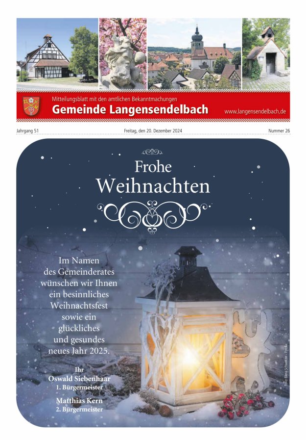 Mitteilungsblatt - Gemeinde Langensendelbach Titelblatt 26/2024