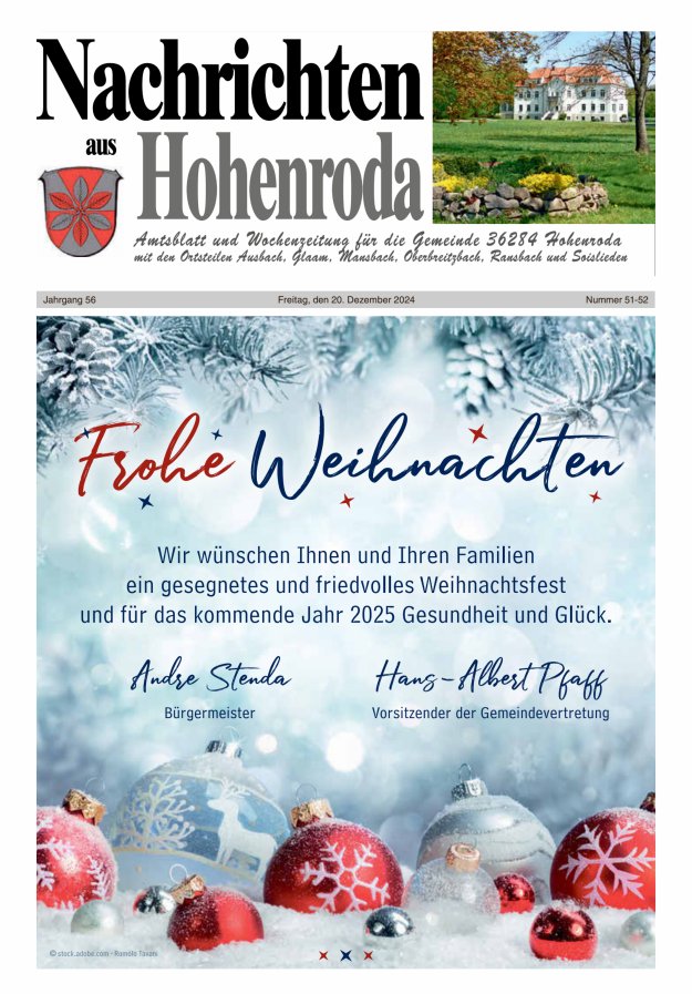 Nachrichten aus Hohenroda Titelblatt 51/2024