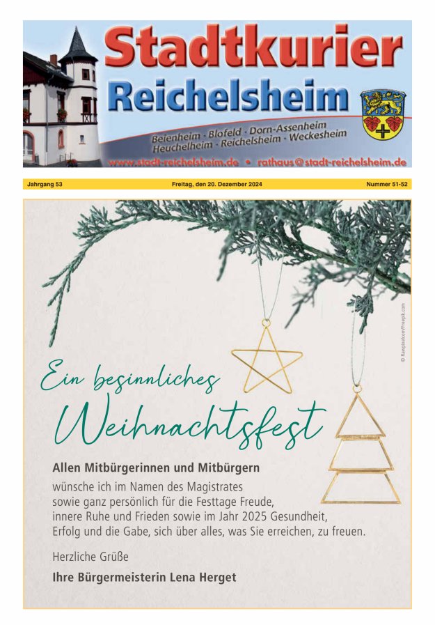 Stadtkurier Reichelsheim Titelblatt 51/2024