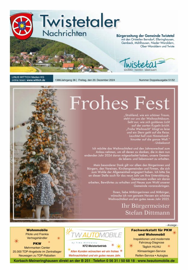 Twistetaler Nachrichten Titelblatt 51/2024