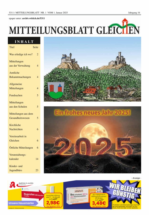 Mitteilungsblatt Gleichen Titelblatt 25/2024