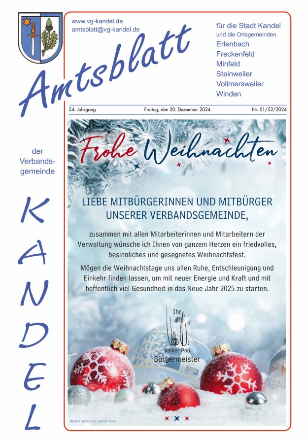 Amtsblatt VG Kandel Titelblatt 51/2024