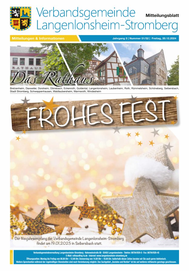 Das Rathaus - MTB d VG Langenlonsheim-Stromberg Titelblatt 51/2024