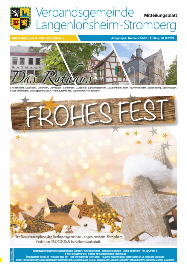 Das Rathaus - MTB d VG Langenlonsheim-Stromberg  Titelblatt 51/2024