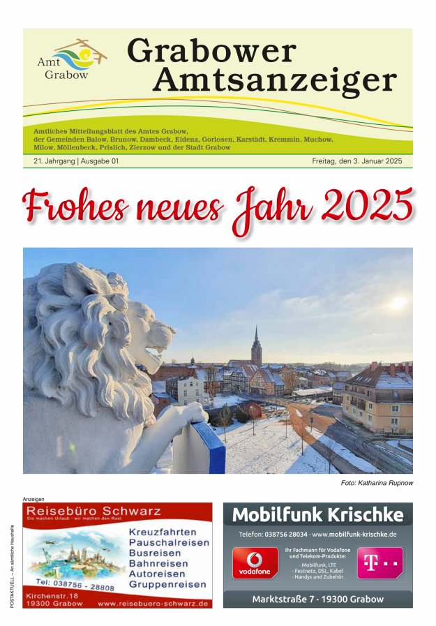 Grabower Amtsanzeiger Titelblatt 01/2025