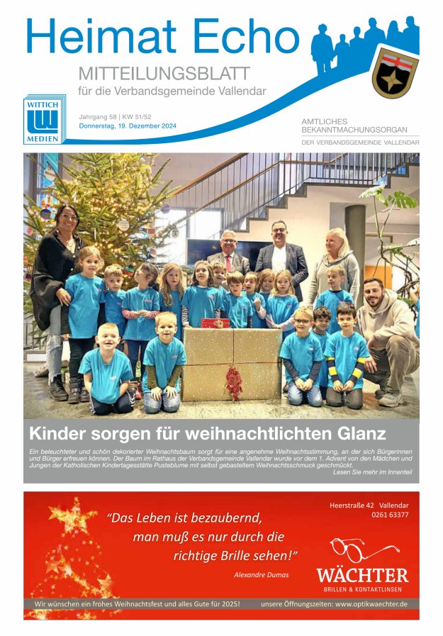Heimat-Echo - Heimat- und Bürgerzeitung Verbandsgemeinde Vallendar Titelblatt 51/2024