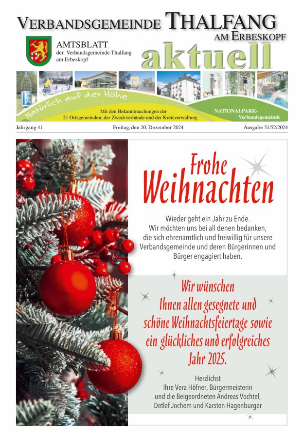 Thalfang aktuell - Amtsblatt VG Thalfang Titelblatt 51/2024