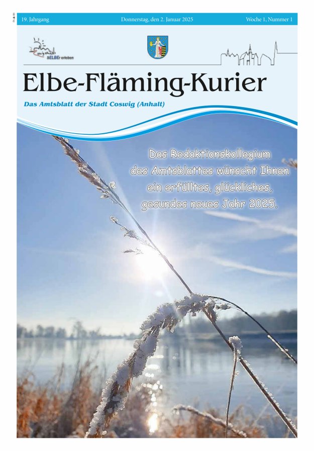Elbe-Fläming-Kurier Das Amtsblatt der Stadt Coswig (Anhalt) Titelblatt 01/2025