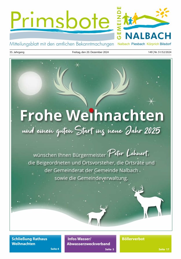 Primsbote Gemeinde Nalbach Titelblatt 51/2024
