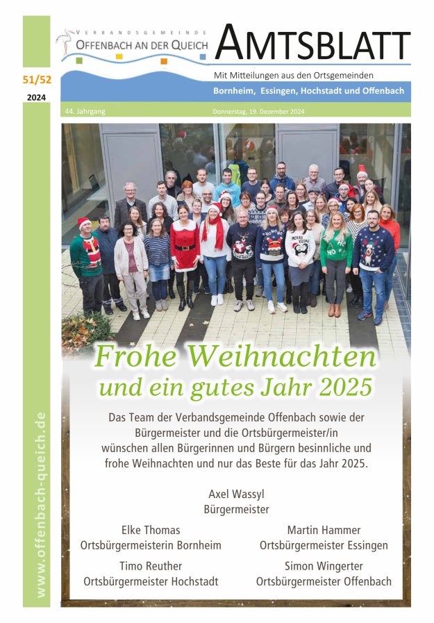 Amtsblatt VG Offenbach an der Queich Titelblatt 51/2024