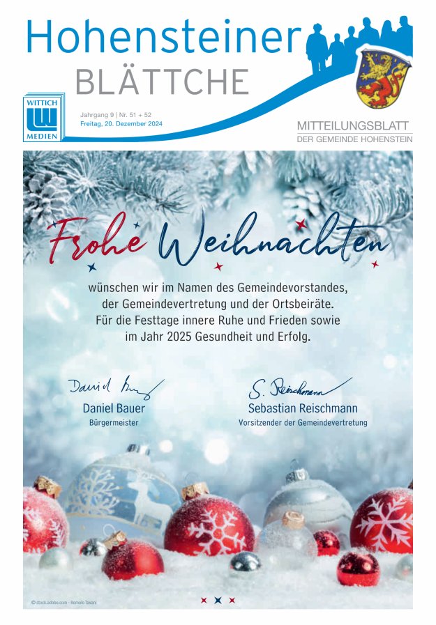 Hohensteiner Blättche Titelblatt 51/2024