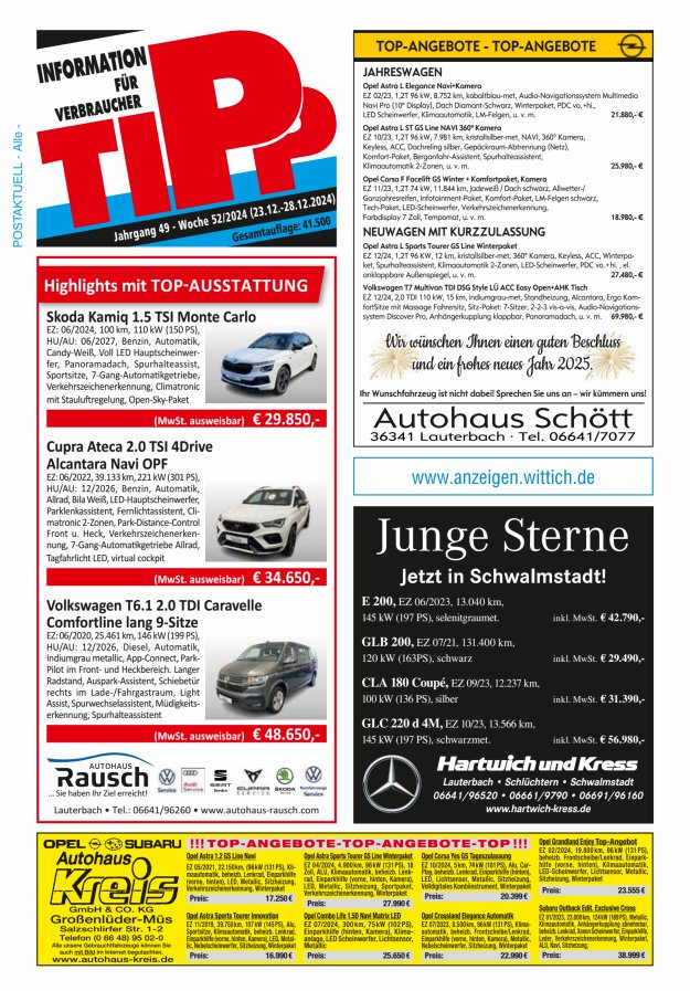 Tipp Vogelsberg Titelblatt 52/2024
