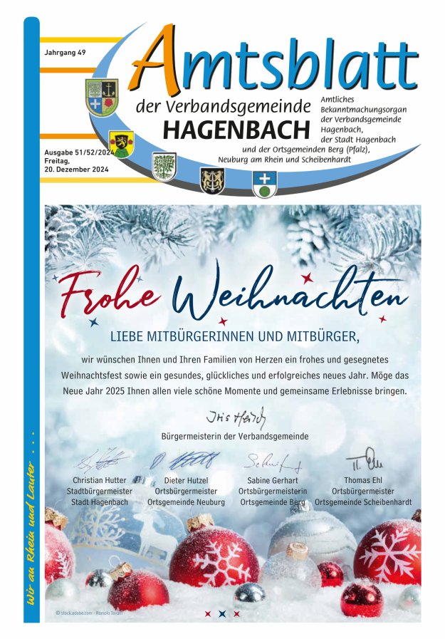 Amtsblatt der VG Hagenbach Titelblatt 51/2024