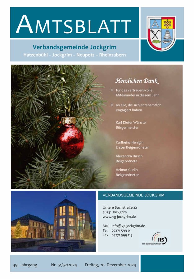 Amtsblatt VG Jockgrim Titelblatt 51/2024