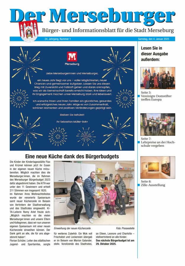 Der Merseburger - Bürger- und Informationsblatt für die Stadt Merseburg Titelblatt 01/2025