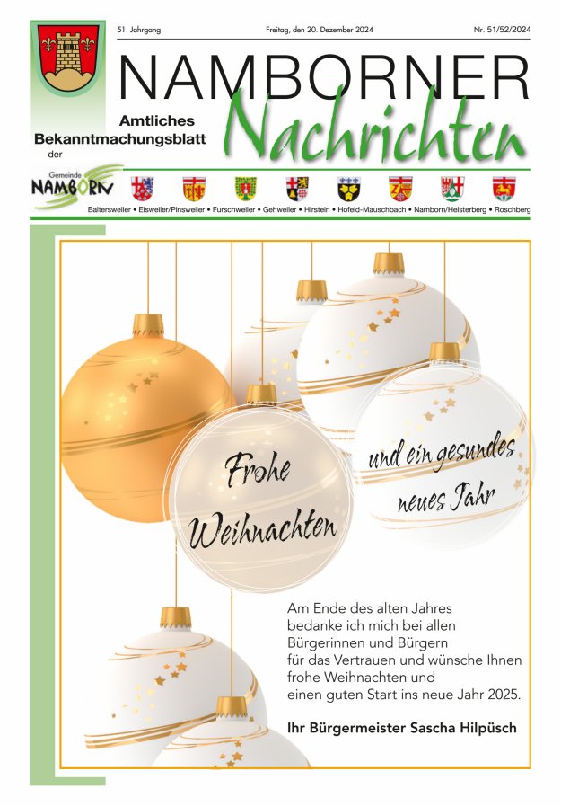 Namborner Nachrichten Titelblatt 51/2024