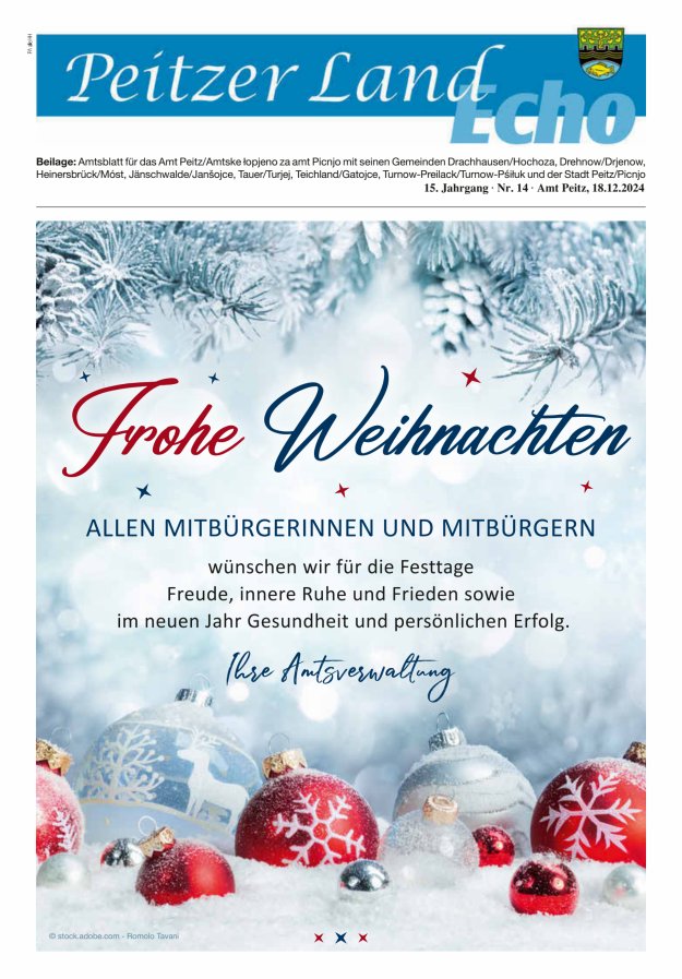 Peitzer LandEcho - Beilage: Amtsblatt für das Amt Peitz mit seinen Gemeinden Titelblatt 14/2024