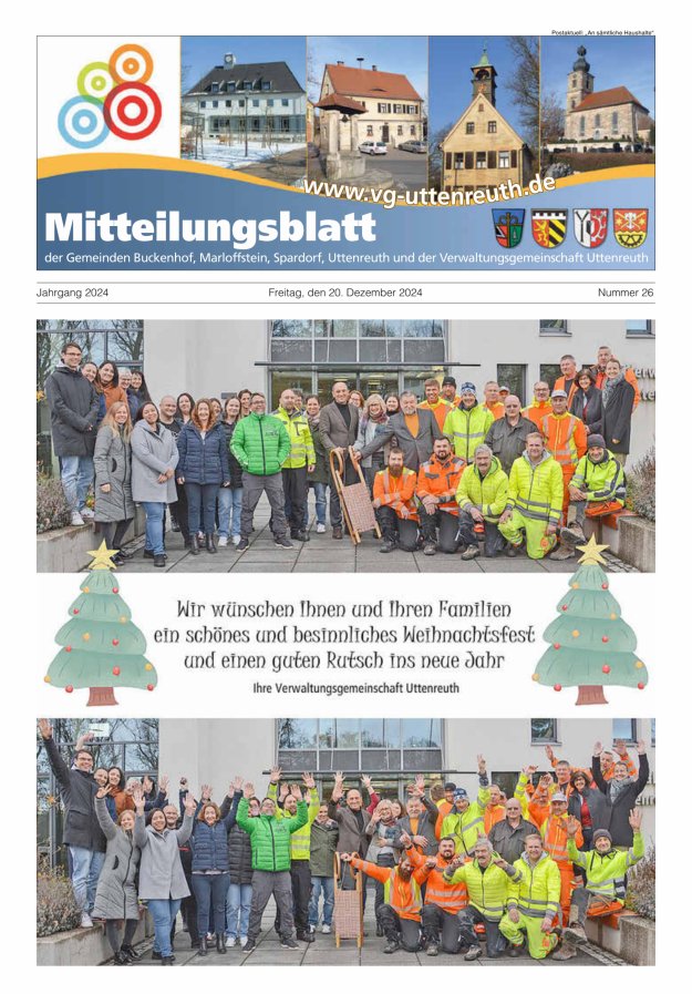 Mitteilungsblatt der Verwaltungsgemeinschaft Uttenreuth Titelblatt 26/2024