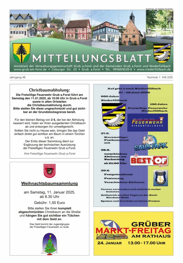 Amts- und Mitteilungsblatt der VGem Grub a.Forst Titelblatt 01/2025