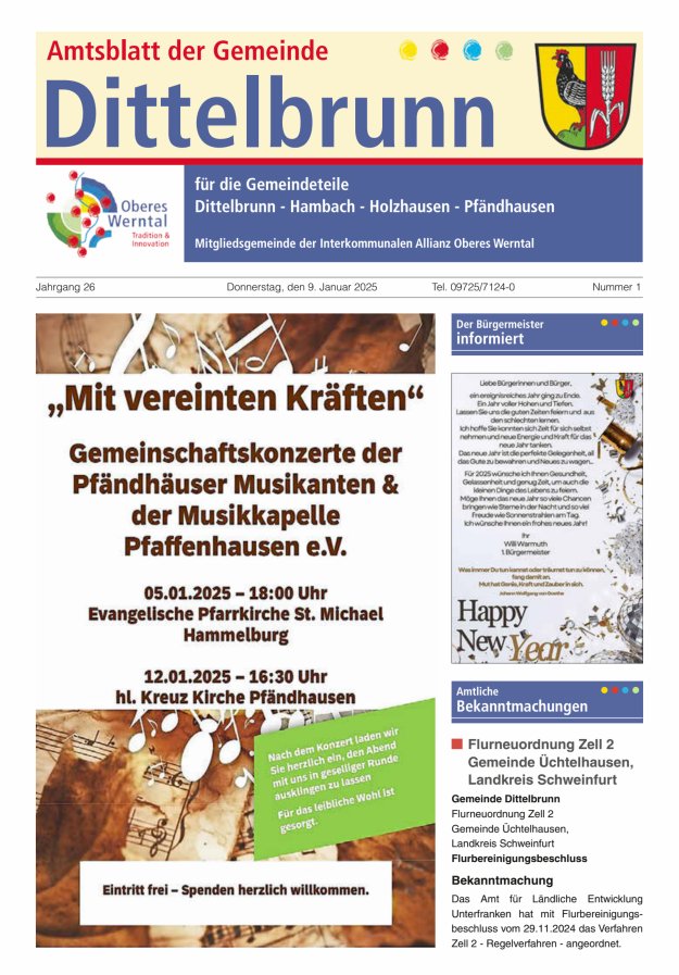 Amtsblatt der Gemeinde Dittelbrunn Titelblatt 01/2025