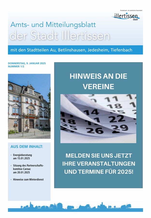 Amts- und Mitteilungsblatt Stadt Illertissen Titelblatt 01/2025