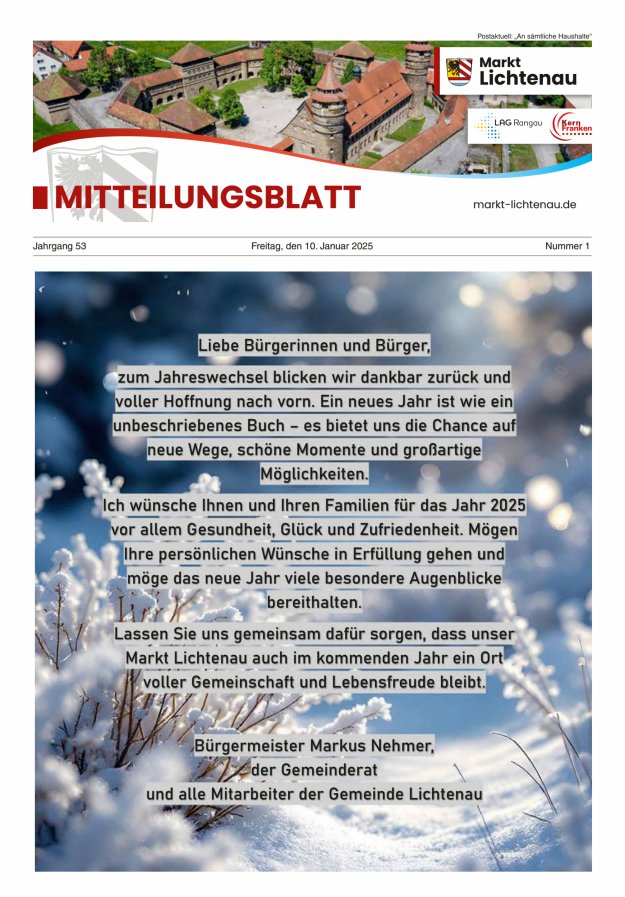 Markt Lichtenau in Bayern Titelblatt 01/2025