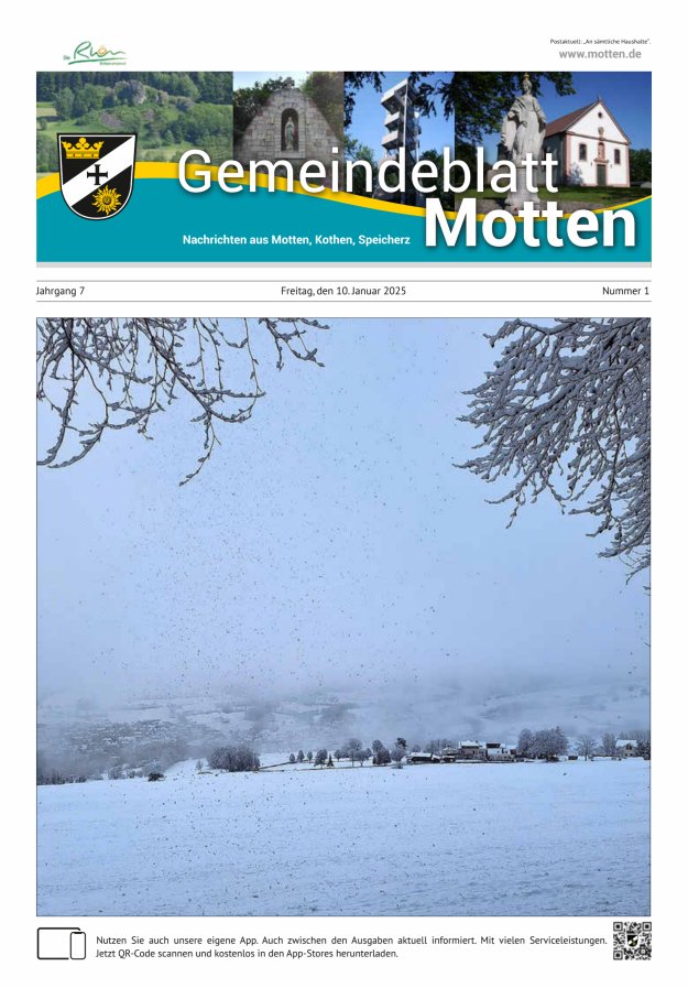 Gemeindeblatt Motten Nachrichten aus Motten Kothen Speicherz Titelblatt 01/2025