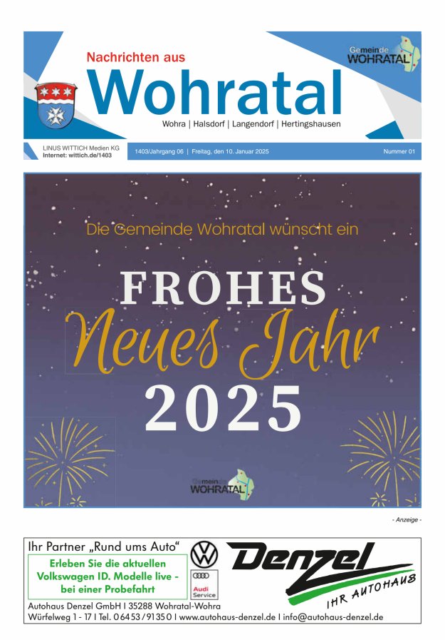 Nachrichten aus Wohratal Titelblatt 01/2025